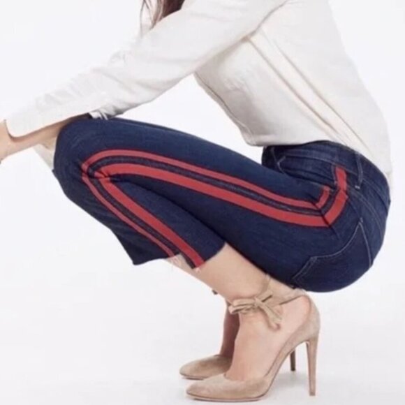 Mother jean Women's 28 blue Insider Speed Racer crop step fray high rise luxury - Picture 11 of 16